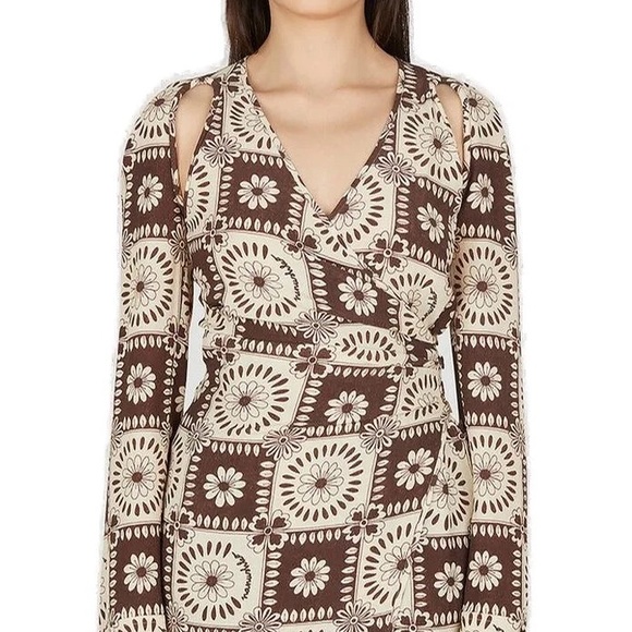 Nanushka V-Neck Floral Allover Floral Printed Shirt Retro Flower Power Styled - Picture 13 of 15